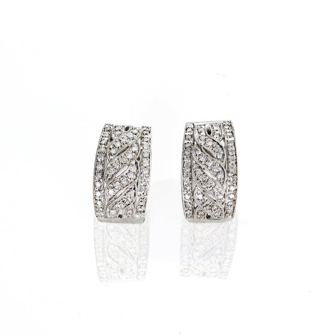 18K White Gold 0.50 Carat Diamond Omega Back Earrings