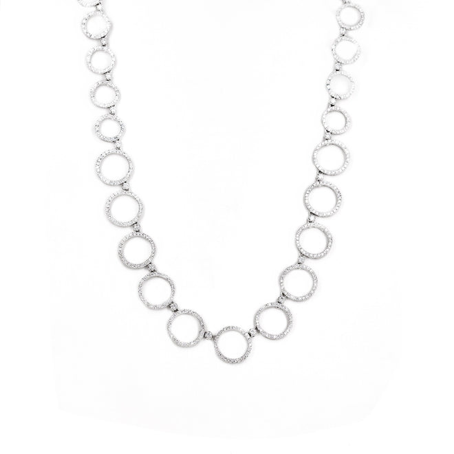 18K White Gold 2.5 Carat Diamond Circle Link Necklace