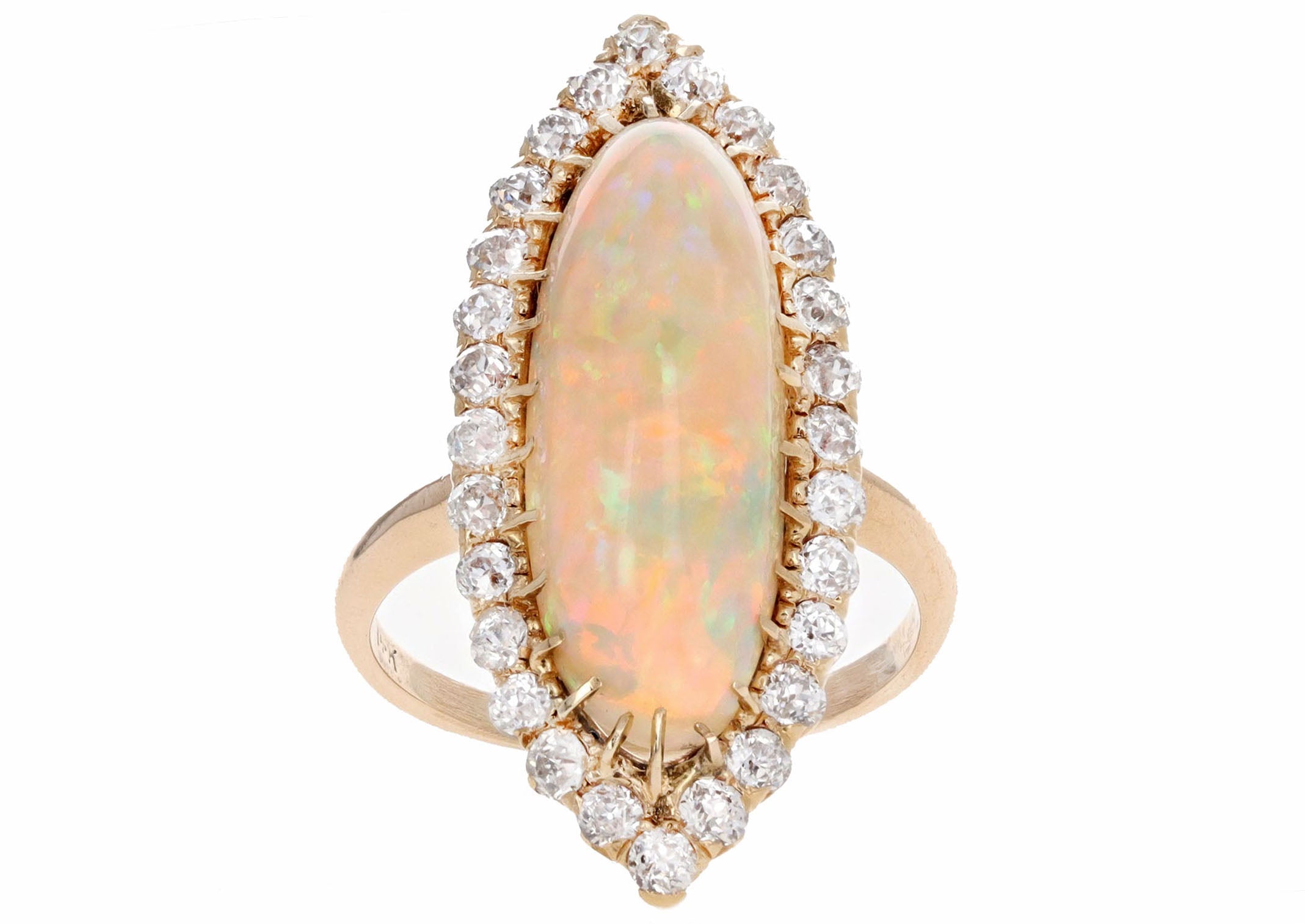 Victorian 14K Yellow Gold 5 Carat Ethiopian Opal & Old European