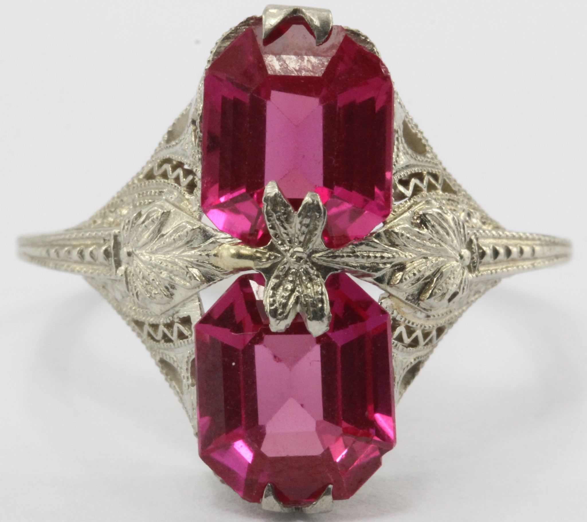 Antique 14K White Gold Art Deco Ruby Ring – QUEEN MAY