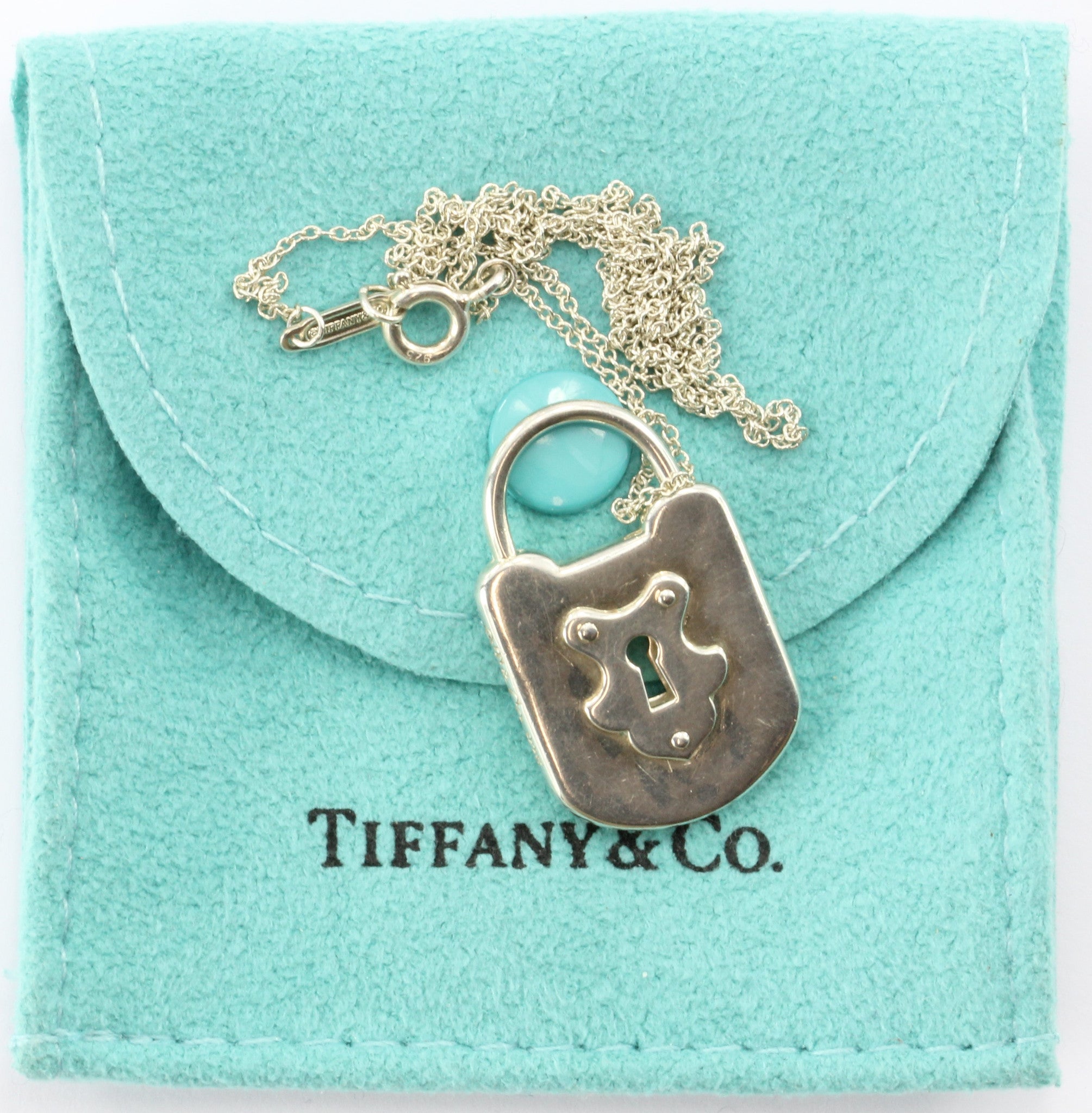Tiffany & Co Sterling Silver Padlock Lock Charm Pendant Necklace