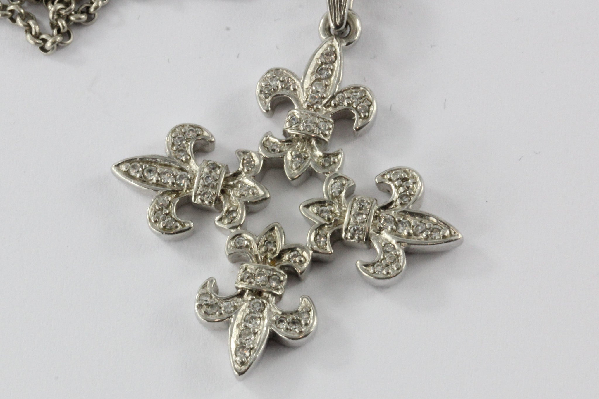 Sterling Silver Pinch Bails - Fancy Fleur De Lis Pendant Loo