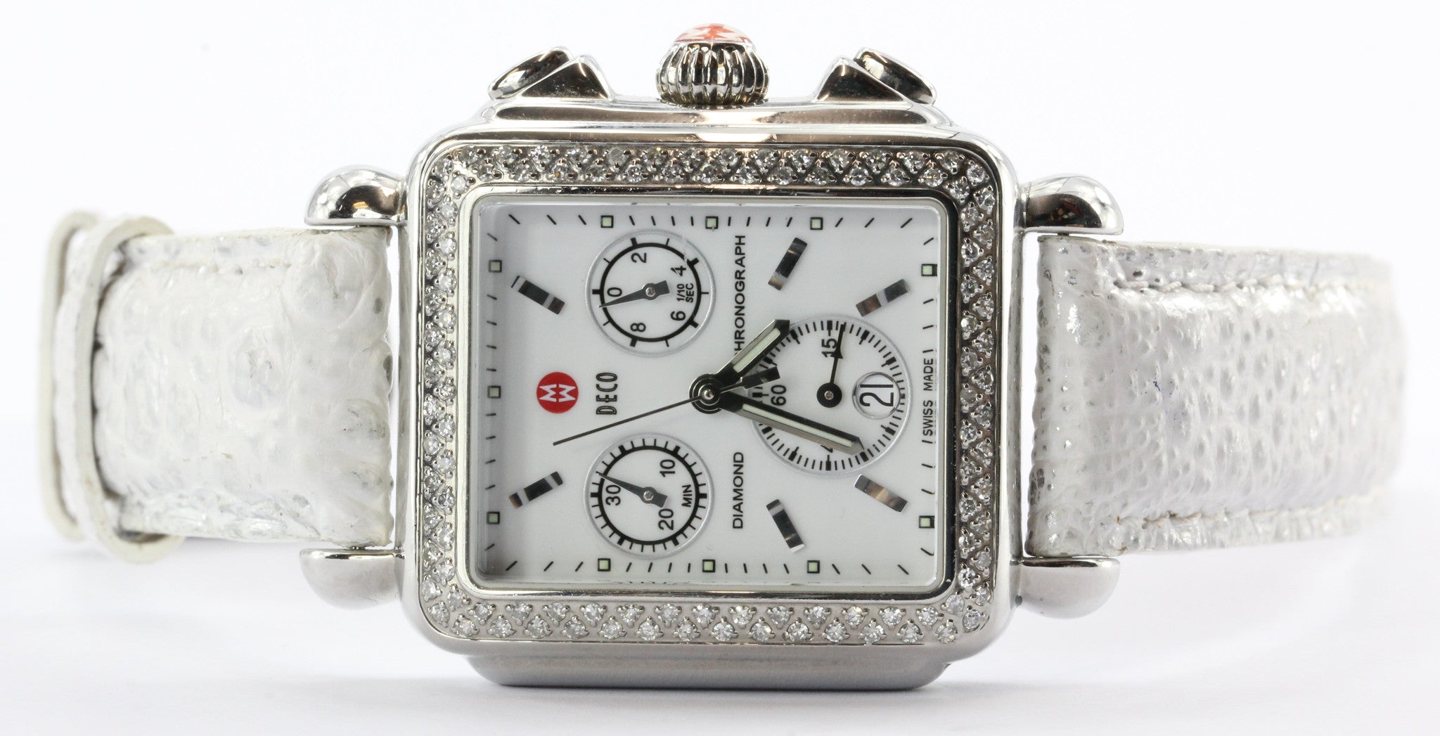 Michele Deco 108 .60 CTW Diamond Bezel White Diamond Chronograph