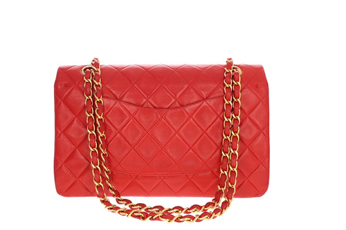 Vintage Chanel Medium Red Lambskin Double Flap Bag - Queen May