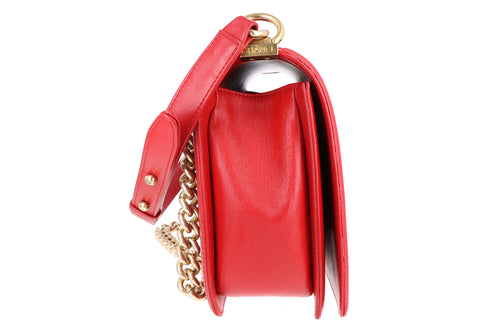 Chanel New Medium Boy Bag Red Lambskin - Queen May