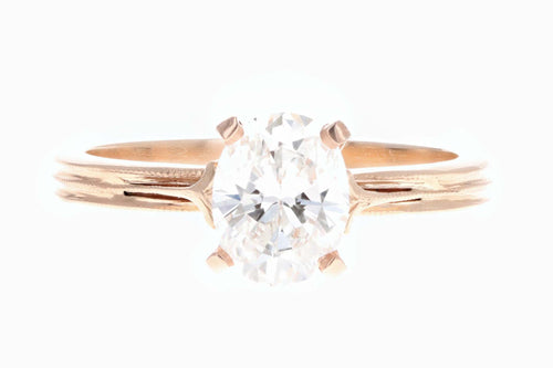 14K Rose Gold 1.07 Carat Oval Cut Diamond Engagement Ring GIA Certified - Queen May