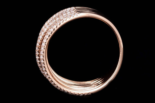 14K Rose Gold Wide Diamond Pave Ring - Queen May