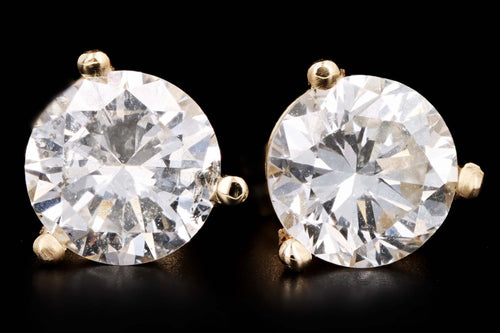 14K Yellow Gold 1.43 Carat Round Diamond Martini Stud Earrings - Queen May