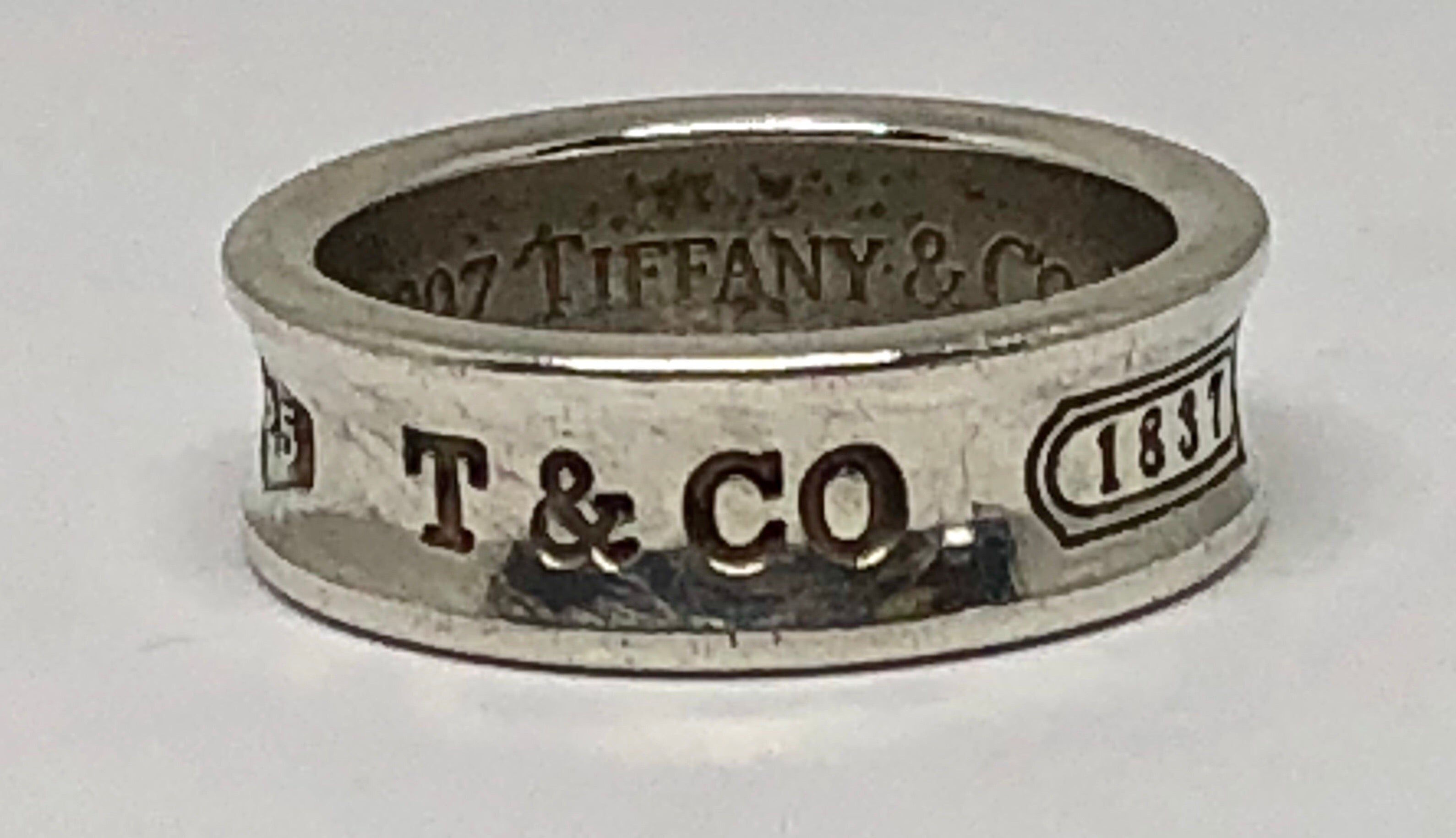 Tiffany & Co Sterling Silver Concave 1837 Band Ring Size 7.5