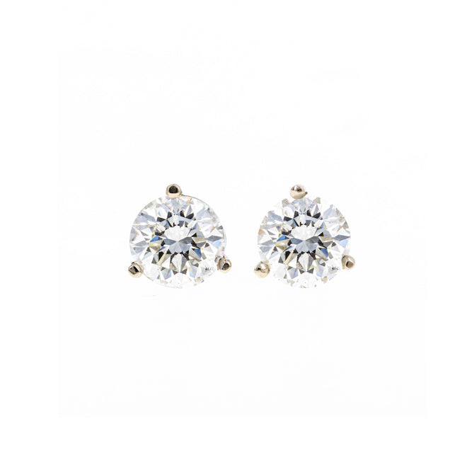 2.02 Carat Total Weight Round Brilliant Diamond Martini Stud Earrings in 14K White Gold GIA Certified - Queen May