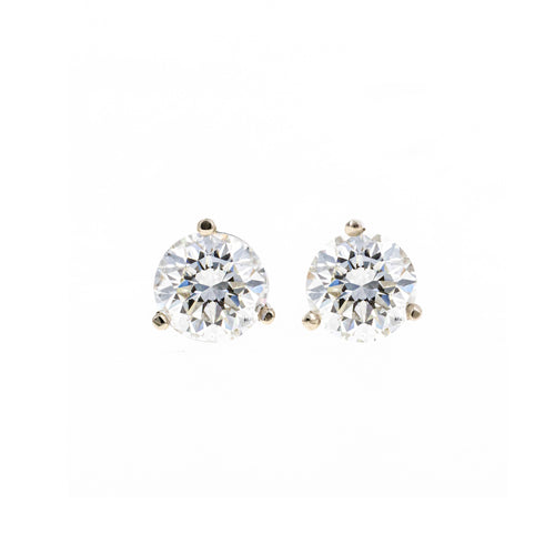 2.02 Carat Total Weight Round Brilliant Diamond Martini Stud Earrings in 14K White Gold GIA Certified - Queen May