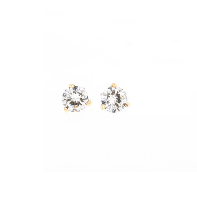 0.5 Carat Total Weight Round Brilliant Diamond Martini Stud Earrings in 14K White or Yellow Gold - Queen May