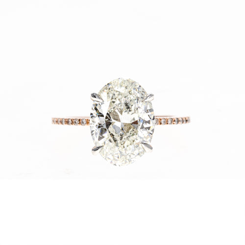 14K Rose Gold and Platinum 5.01 Carat Oval Cut Diamond Engagement Ring GIA Certified - Queen May
