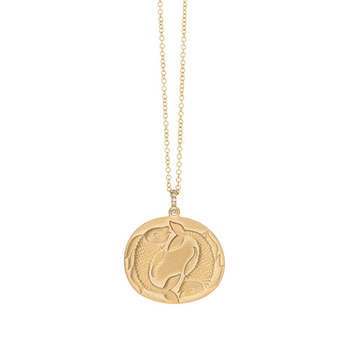 Zodiac Diamond Pendant Necklace in 14K Yellow Gold - Queen May