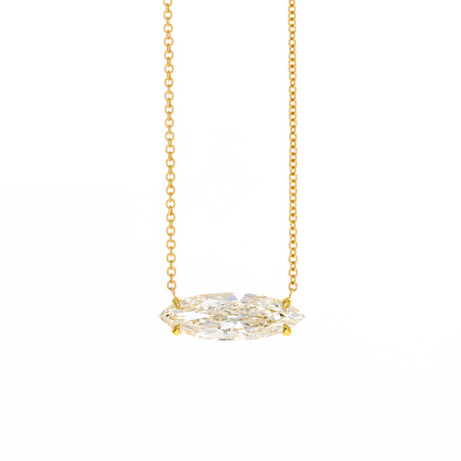 5.27 Carat Marquise Diamond Pendant Necklace in 18K Yellow Gold GIA Certified - Queen May