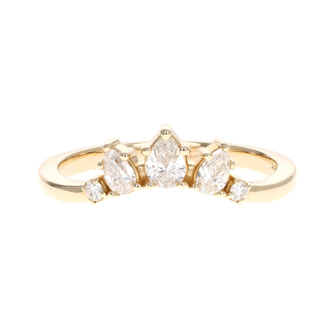14K White or Yellow Gold 0.38 Carat Pear Diamond Contour Band - Queen May