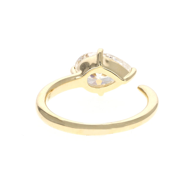 2.07 Carat Pear Diamond East-West Open Space Engagement Ring in 18K Yellow Gold GIA Certified - Queen May