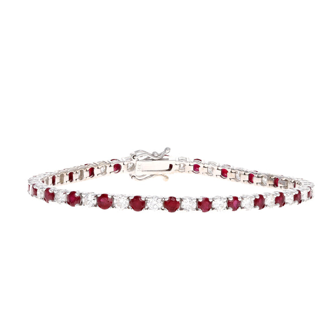 7.55 Carat Total Weight Round Ruby Diamond Tennis Bracelet - Queen May