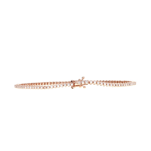 14K Gold 1.20 Carat Total Weight Round Brilliant Diamond Tennis Bracelet - Queen May
