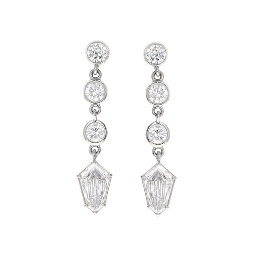 1.83 Carat Total Weight Bullet Diamond Bezel Drop Earrings in Platinum - Queen May