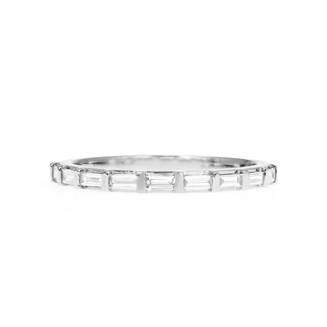 14K White or Yellow Gold 0.37 Carat Baguette Cut Diamond Stackable Wedding Band - Queen May