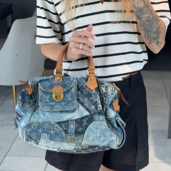 Rare Louis Vuitton x Marc Jacobs Monogram Denim Patchwork Speedy - Queen May