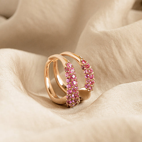 18K Rose Gold 3.12 Carat Total Weight Natural Pink Sapphire Intertwine Ring - Queen May