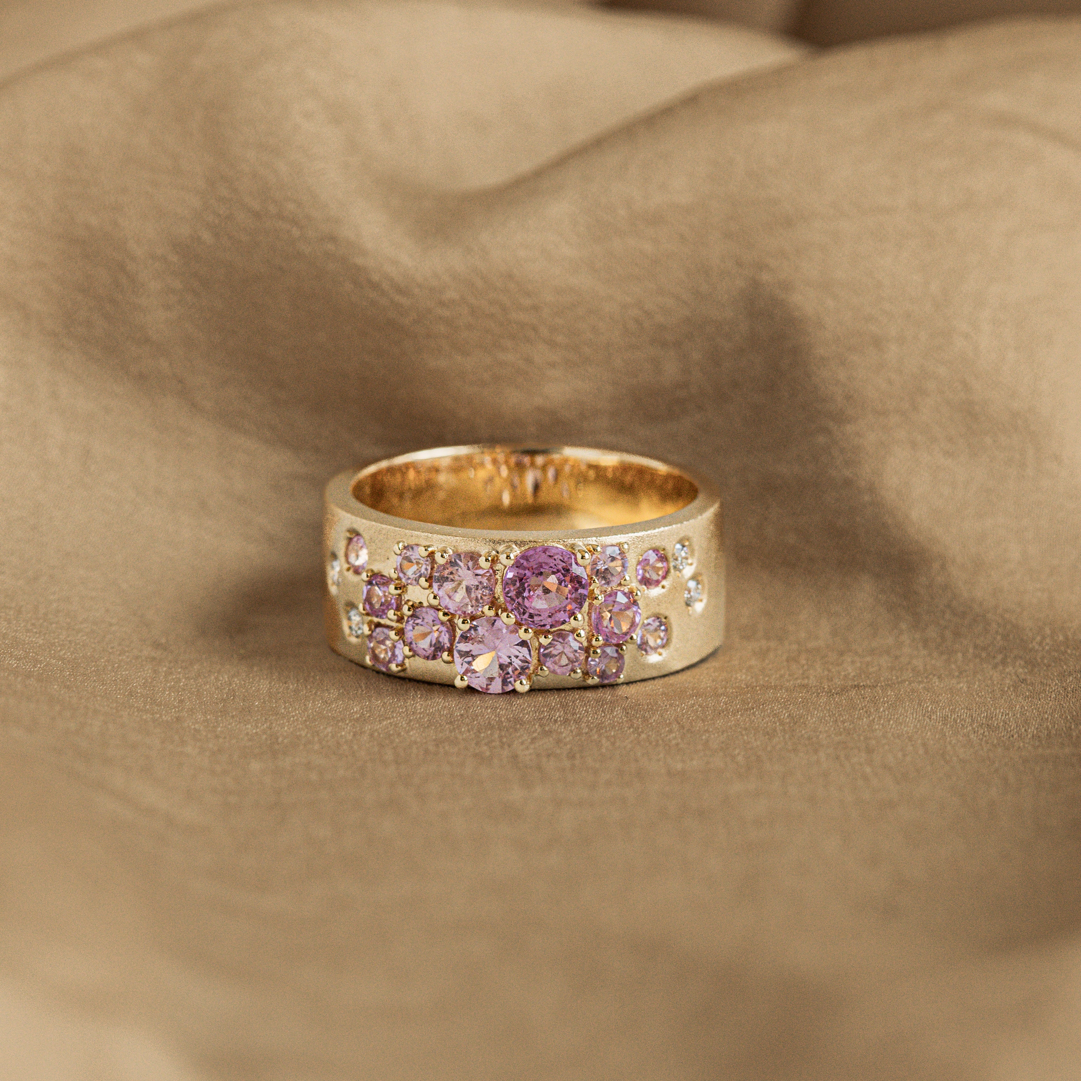 Triple Row Diamond Wide Band Ring| Mansi Jewelry