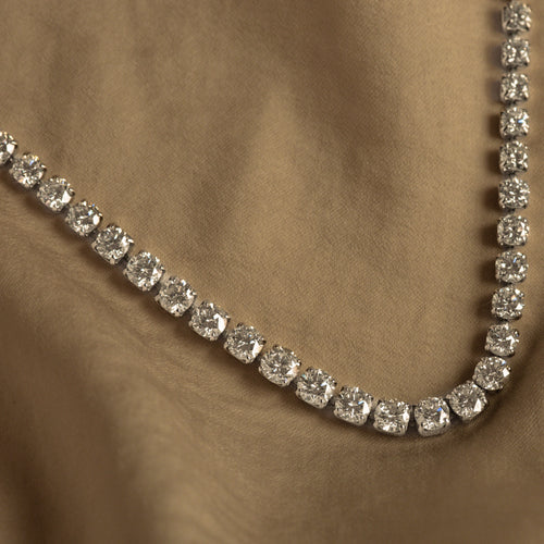 Platinum 10.95 Carat Total Weight Round Diamond Graduated Necklace - Queen May