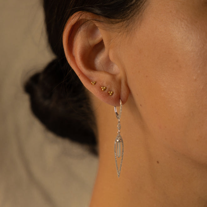 14K White Gold 0.37 Carat Total Weight Diamond Sky Blue Topaz Drop Earrings - Queen May
