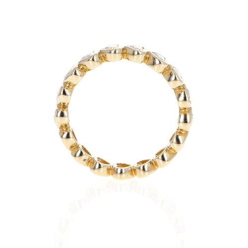 14K Yellow Gold 1.40 Carat Heart Shaped Diamond Bezel Eternity Band - Queen May