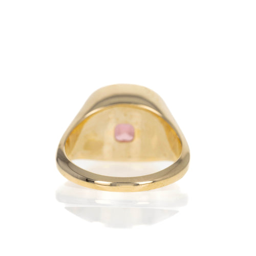 2.66 Carat Cushion Paradise Pink Tourmaline Signet Ring - Queen May
