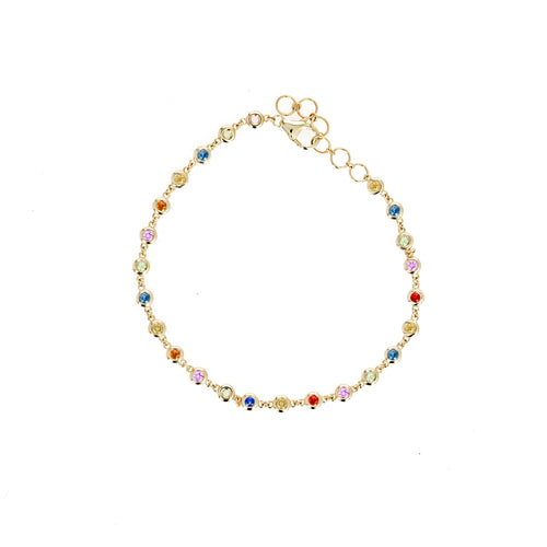 14K Yellow Gold Multicolor Sapphire Bezel Bracelet - Queen May