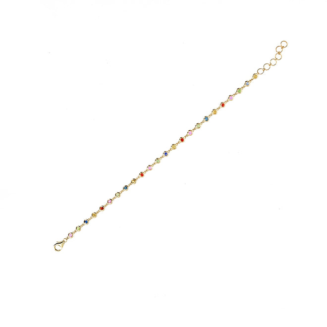 14K Yellow Gold Multicolor Sapphire Bezel Bracelet - Queen May