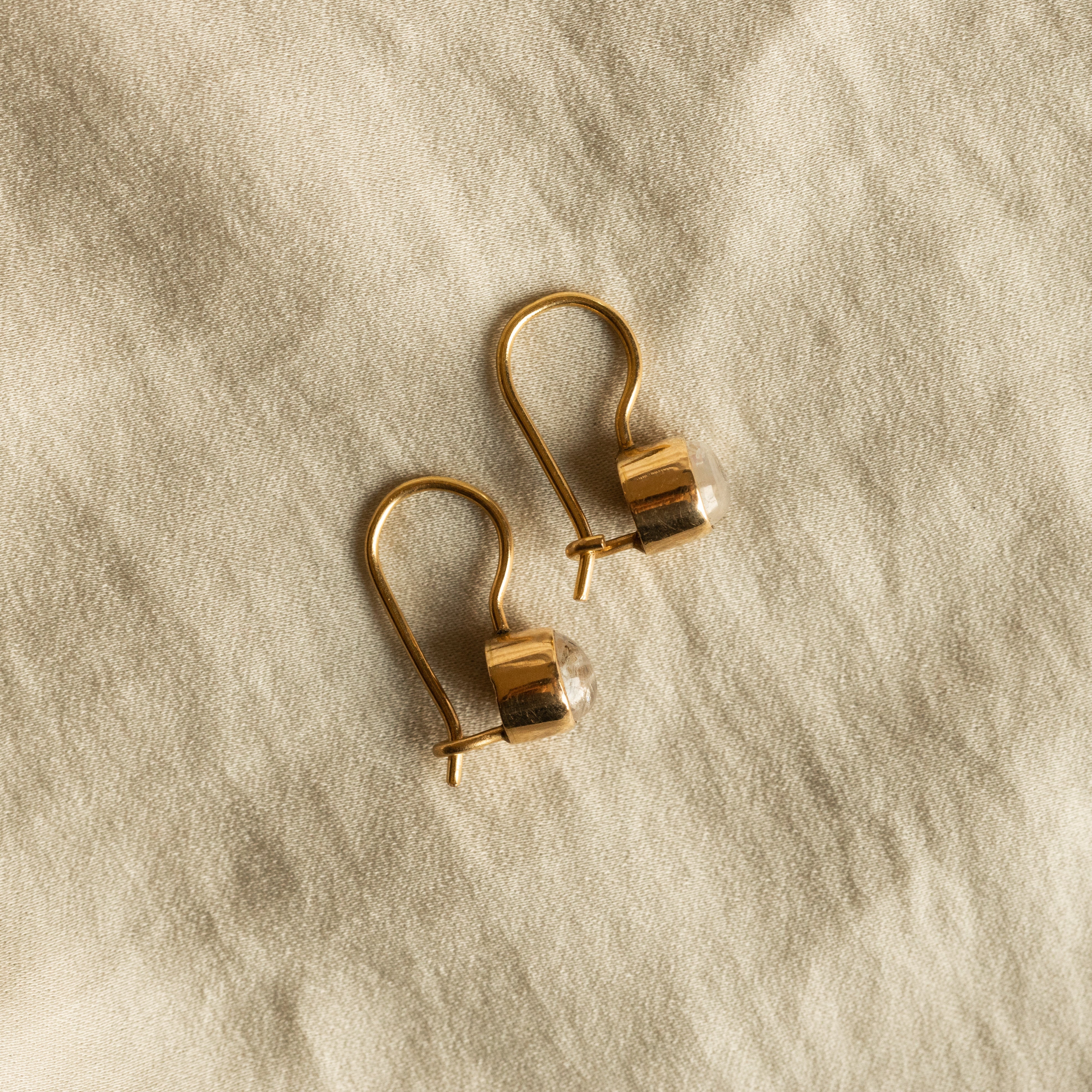 14K Yellow Gold Puffed Heart Fish Hook Earrings