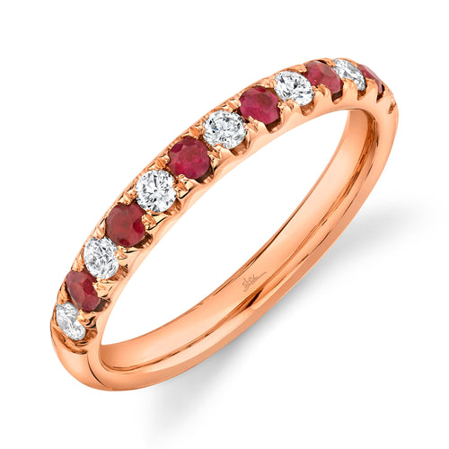 14K Gold 0.30 Carat Ruby & Diamond Band - Queen May