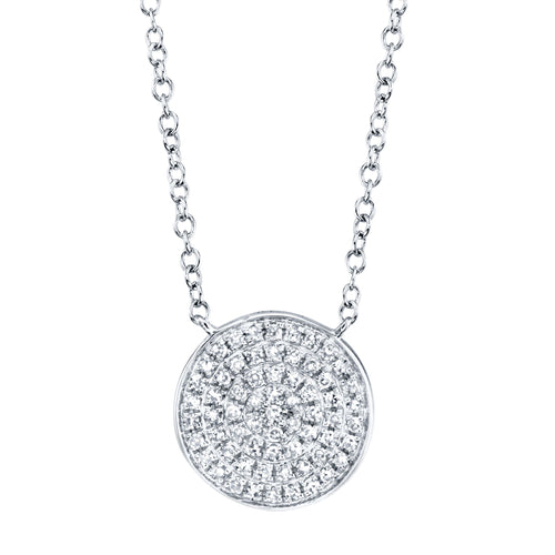 14K Gold Diamond Pave Circle Pendant Necklace - Queen May