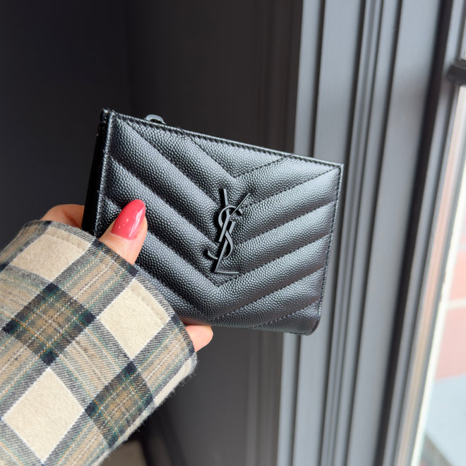 Saint Laurent "So Black" Chevron Leather Wallet