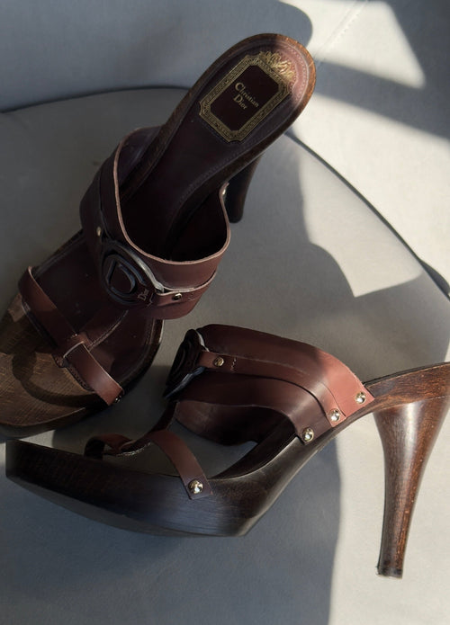 Christian Dior Wooden Heel Platform Sandals - Queen May