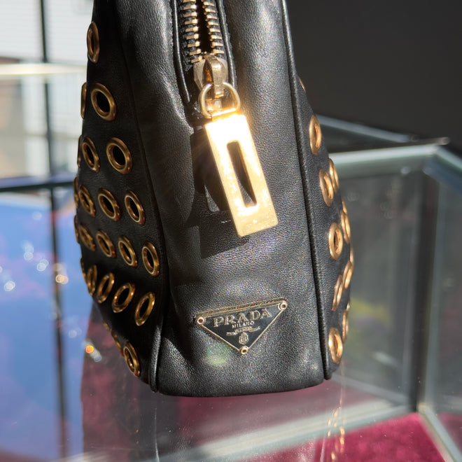 Prada Black Bauletto Grommet Bag - Queen May