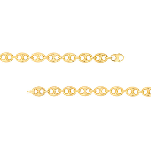 14K Yellow Gold 10mm Puff Mariner Bracelet - Queen May