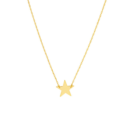 14K Yellow Gold Mini Star Pendant Necklace - Queen May