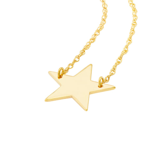 14K Yellow Gold Mini Star Pendant Necklace - Queen May