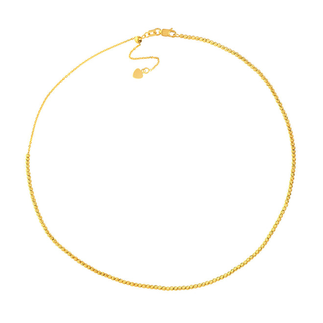14K Gold Diamond Cut Beaded Choker Necklace - Queen May