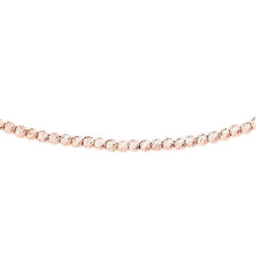 14K White, Yellow or Rose Gold Diamond Cut Beaded Choker Necklace - Queen May