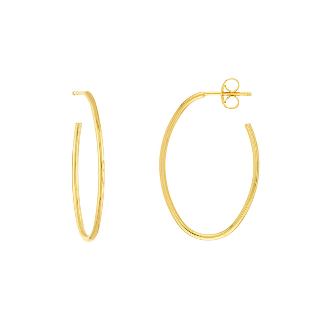 14K Gold Oval Open Hoop Earrings - Queen May