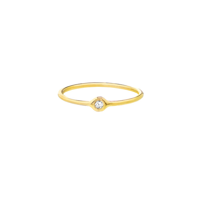 14K White, Yellow or Rose Gold Bezel Diamond Ring - Queen May
