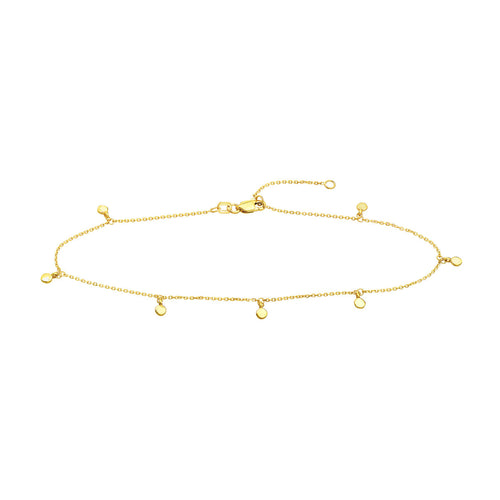 14K Yellow Gold Mini Disc Anklet - Queen May
