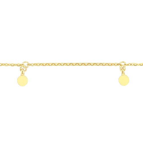 14K Yellow Gold Mini Disc Anklet - Queen May