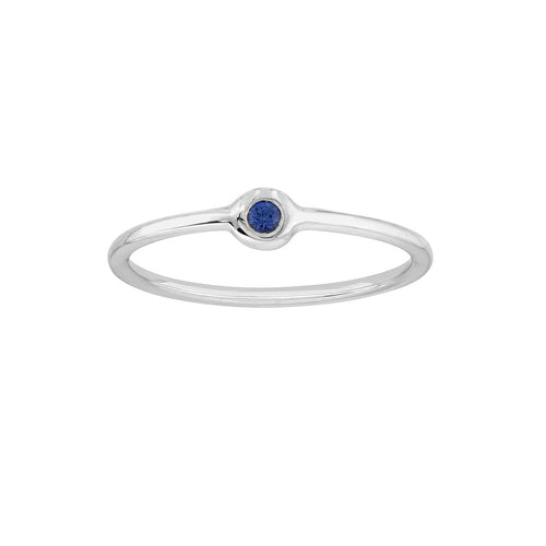 14K White Gold Bezel Set Sapphire Ring - Queen May